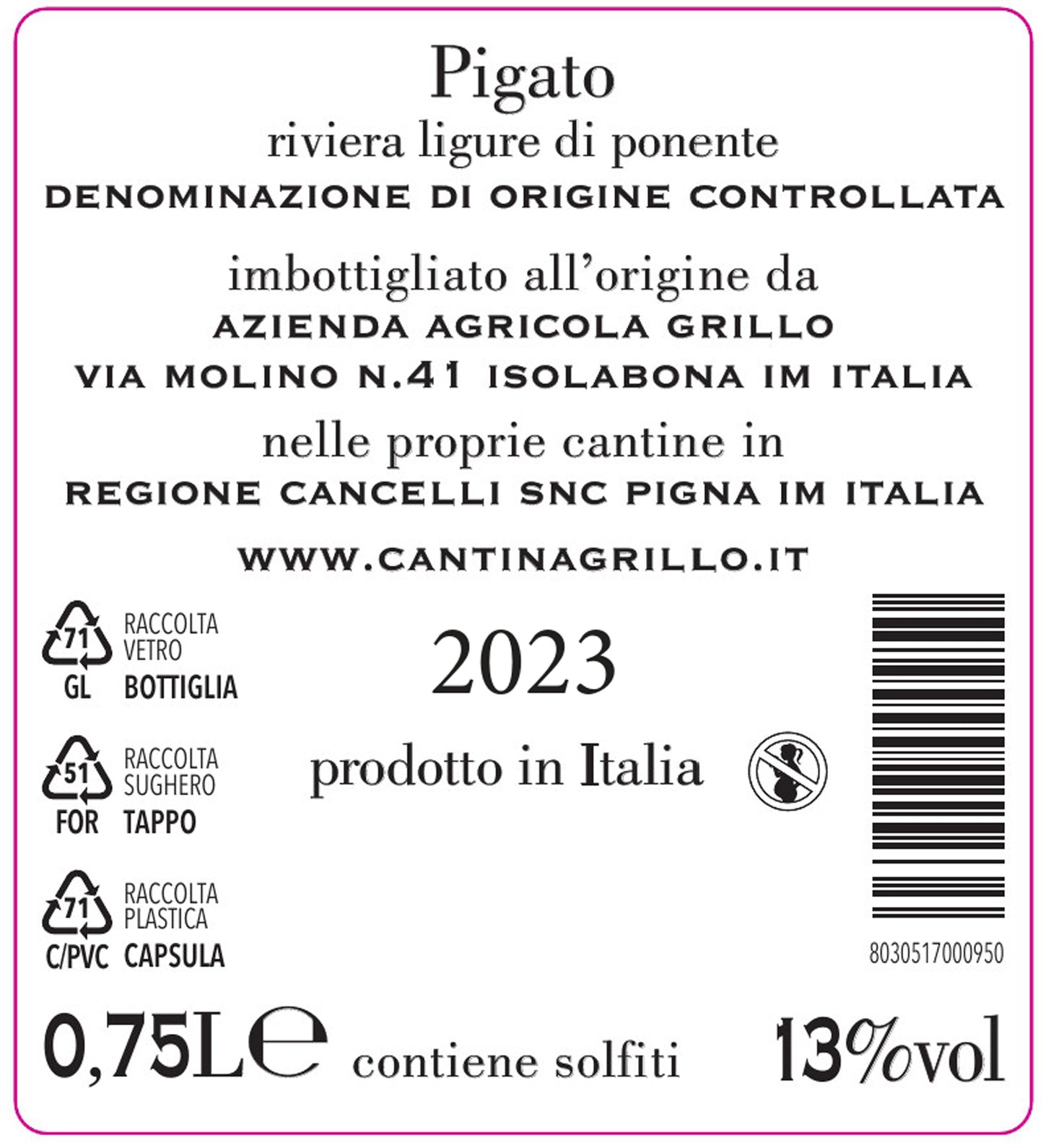 Pigato Riviera Ligure di Ponente DOC