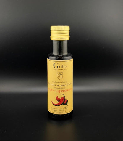 Condimento a base di Olio Extra Vergine di Oliva Aromatizzato al Pepe e Peperoncino 100 ml