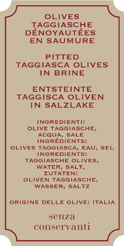 Olive Taggiasche denocciolate in salamoia busta 150 gr