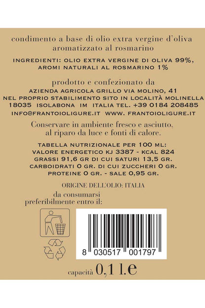 Condimento a base di Olio Extra Vergine di Oliva Aromatizzato al Rosmarino 100 ml