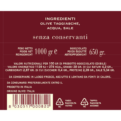 Olive Taggiasche in salamoia 650 gr